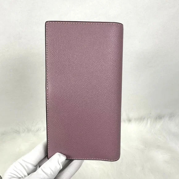 Coach Slim Zip Wallet CK444 Silver Lilac Purple ID Window